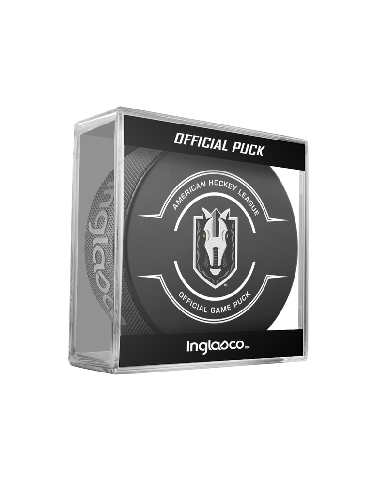 AHL Henderson Silver Knights 2023-24 Official Game Hockey Puck In Cube