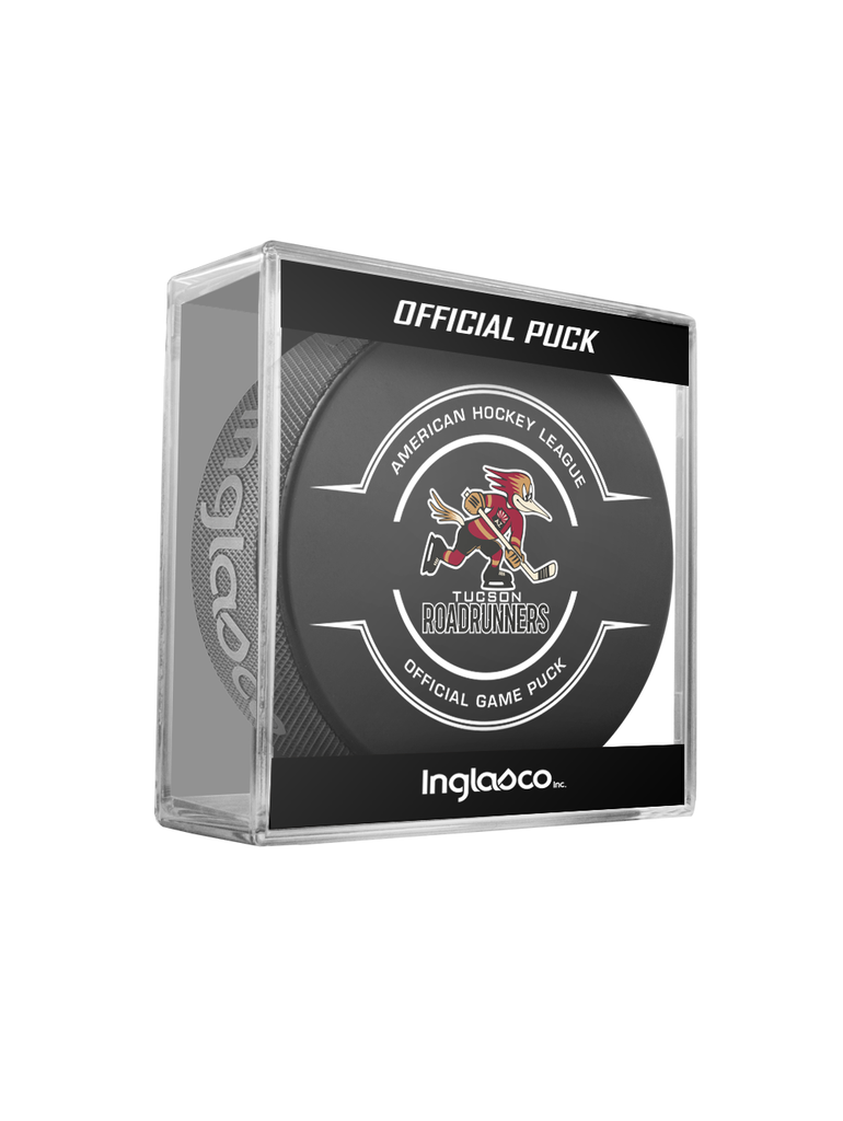 AHL Tucson Roadrunners 2023-24 Official Game Hockey Puck In Cube