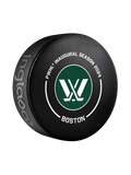 PWHL Boston 2024 Inaugural Season Official Game Hockey Puck In Cube