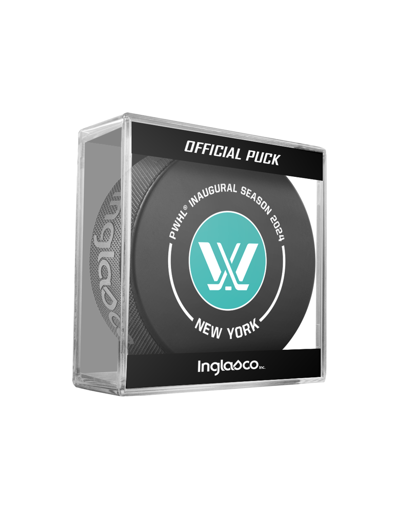 PWHL New York 2024 Inaugural Season Official Game Hockey Puck In Cube