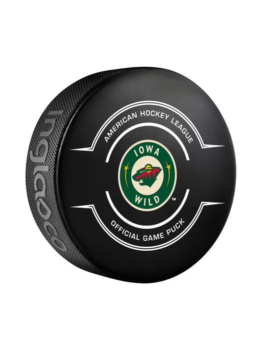 AHL Iowa Wild 2024-25 Official Game Hockey Puck In Cube