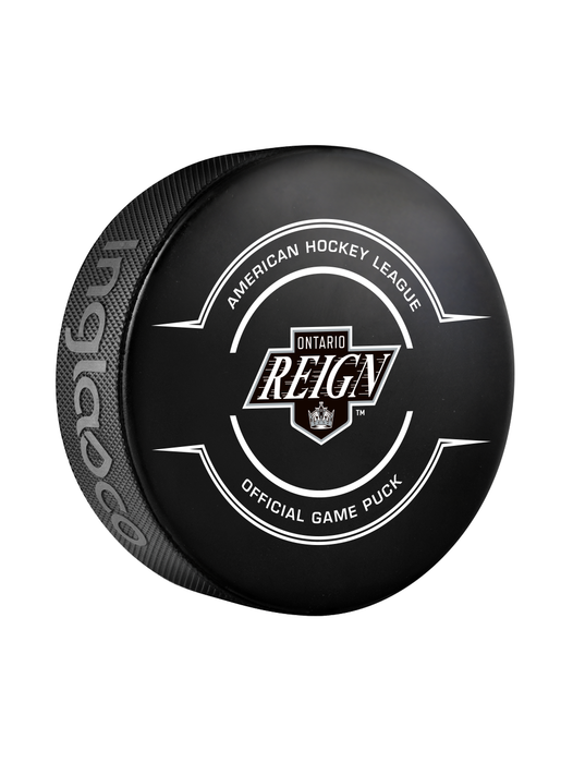 AHL Ontario Reign 2024-25 Official Game Hockey Puck In Cube