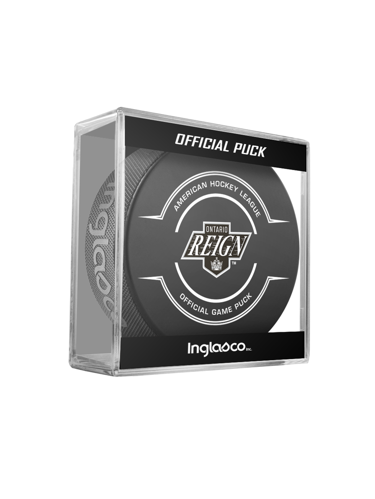 AHL Ontario Reign 2024-25 Official Game Hockey Puck In Cube