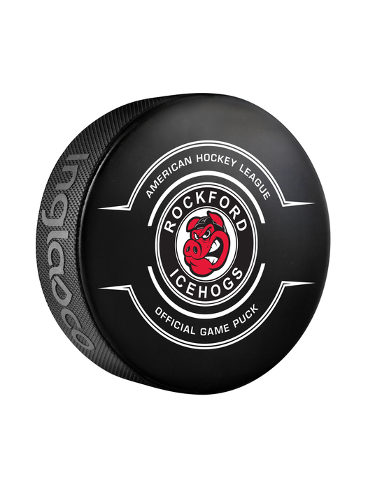 AHL Rockford Icehogs 2024-25 Official Game Hockey Puck In Cube