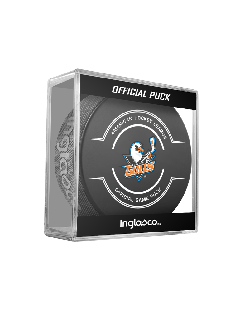 AHL San Diego Gulls 2024-25 Official Game Hockey Puck In Cube