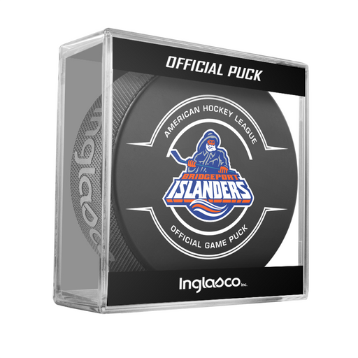 AHL Bridgeport Islanders 2025-26 Official Game Hockey Puck In Cube