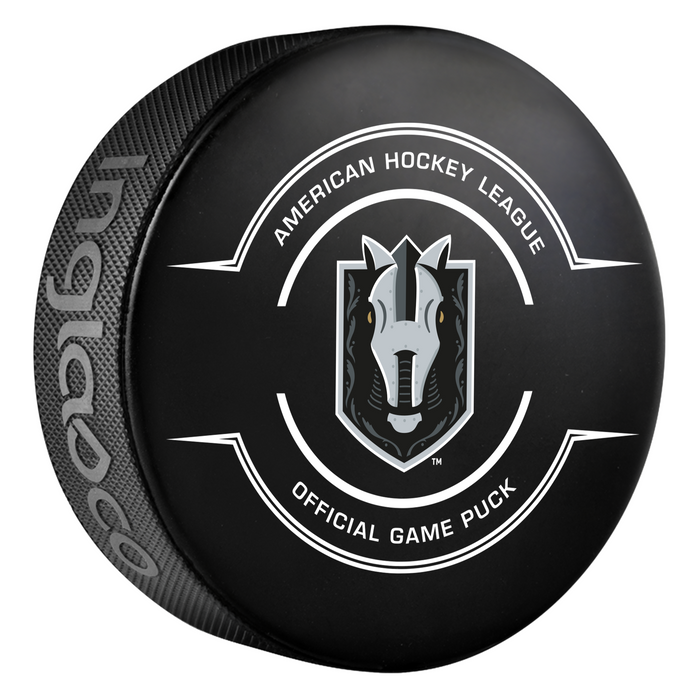 AHL Henderson Silver Knights 2025-26 Official Game Hockey Puck In Cube