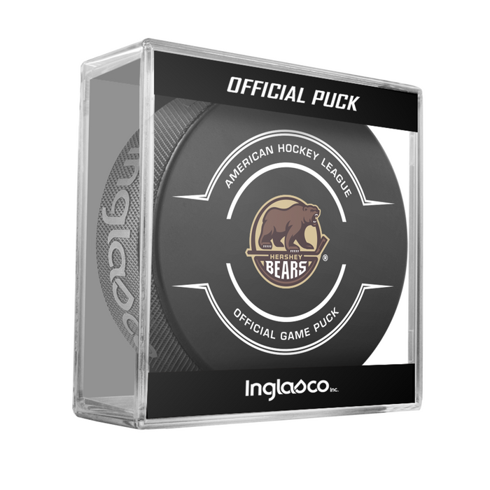 AHL Hershey Bears 2025-26 Official Game Hockey Puck In Cube