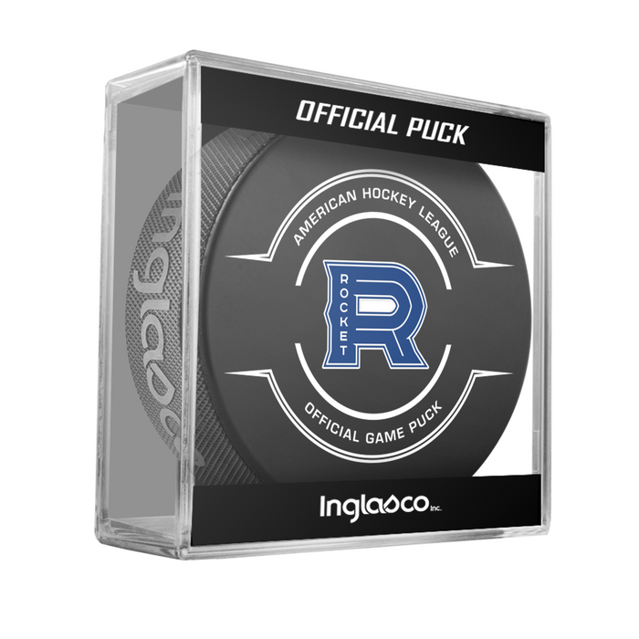 AHL Laval Rocket 2025-26 Official Game Hockey Puck In Cube