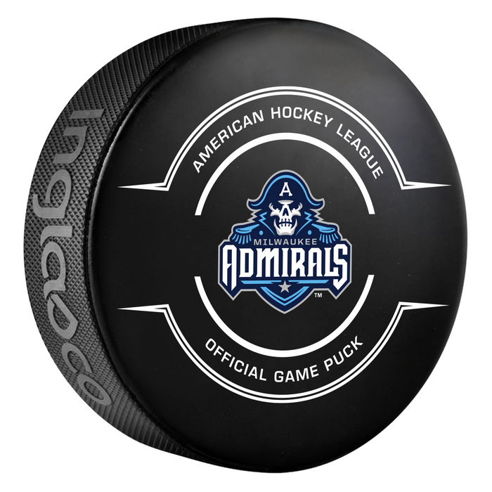 AHL Milwaukee Admirals 2025-26 Official Game Hockey Puck In Cube