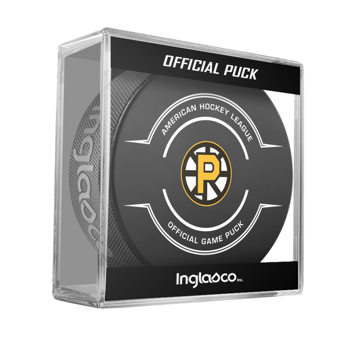 AHL Providence Bruins 2025-26 Official Game Hockey Puck In Cube