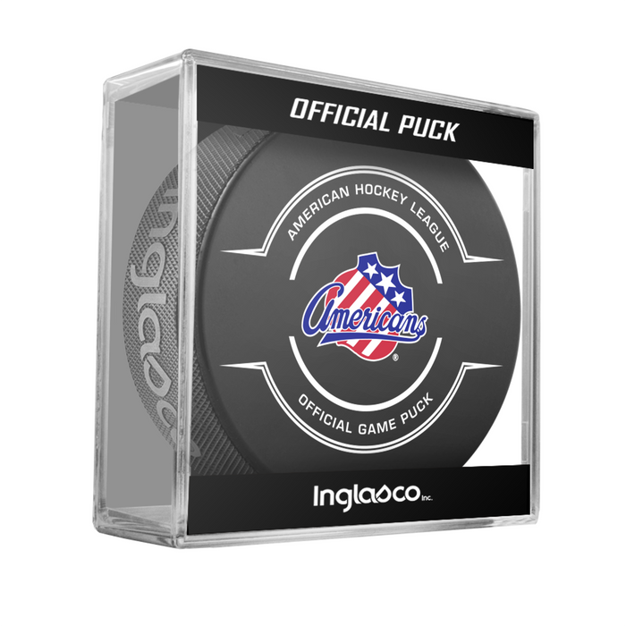AHL Rochester Americans 2025-26 Official Game Hockey Puck In Cube
