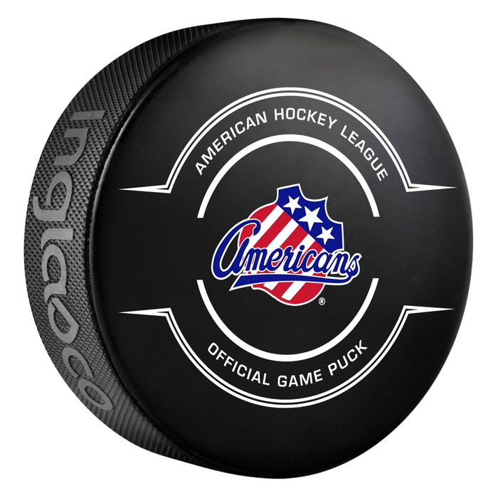 AHL Rochester Americans 2025-26 Official Game Hockey Puck In Cube