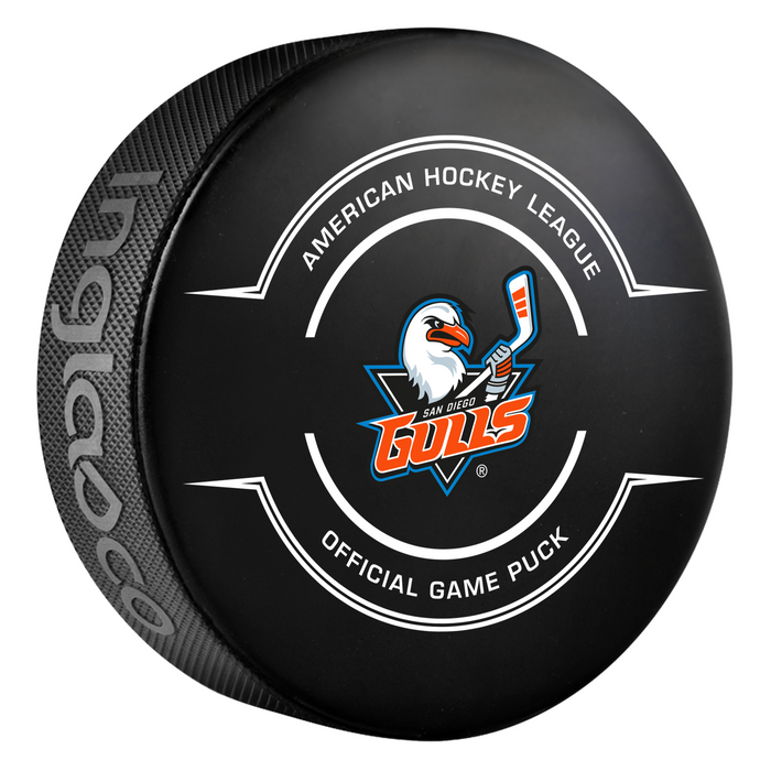 AHL San Diego Gulls 2025-26 Official Game Hockey Puck In Cube