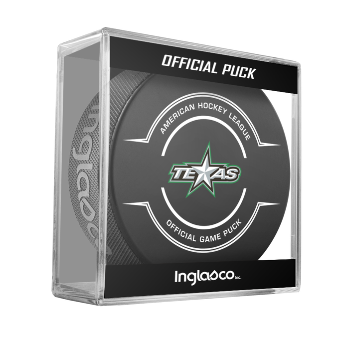 AHL Texas Stars 2025-26 Official Game Hockey Puck In Cube