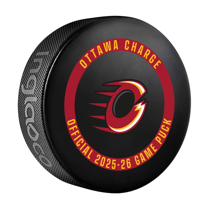 PWHL Ottawa Charge Officially Licensed 2025-26 Game Puck Design In Cube