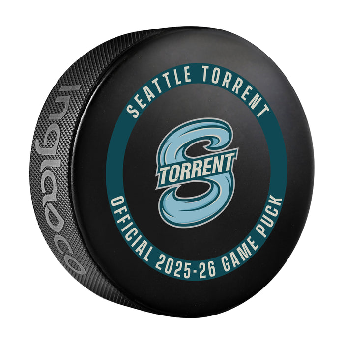 PWHL Seattle Torrent Officially Licensed 2025-26 Game Puck Design In Cube