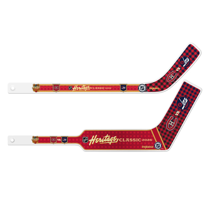 NHL Heritage Classic 2026 2 Set Mini Stick Player & Goalie Winnipeg Dueling Montreal VS Winnipeg