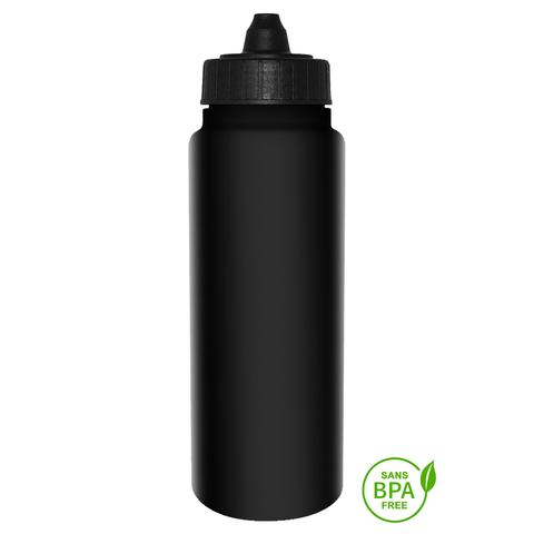 1000ml Tallboy Black Water Bottle With Black Membrane Top