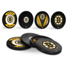NHL Boston Bruins Hockey Puck Drink Coasters (4-Pack) In Cube