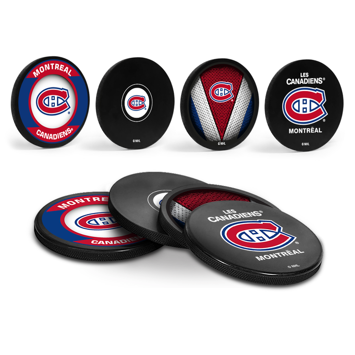 NHL Montreal Canadiens Hockey Puck Drink Coasters (4-Pack) In Cube