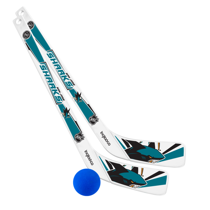 NHL San Jose Sharks 1 on 1 Gen II two-stick set in teal, black and white with shark fin crest