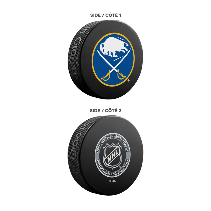 NHL Buffalo Sabres Ultimate Fan 3-Pack. Includes: 1 NHL Official Classic Souvenir Hockey Puck / 4 Coasters / 1 Media Device Holder