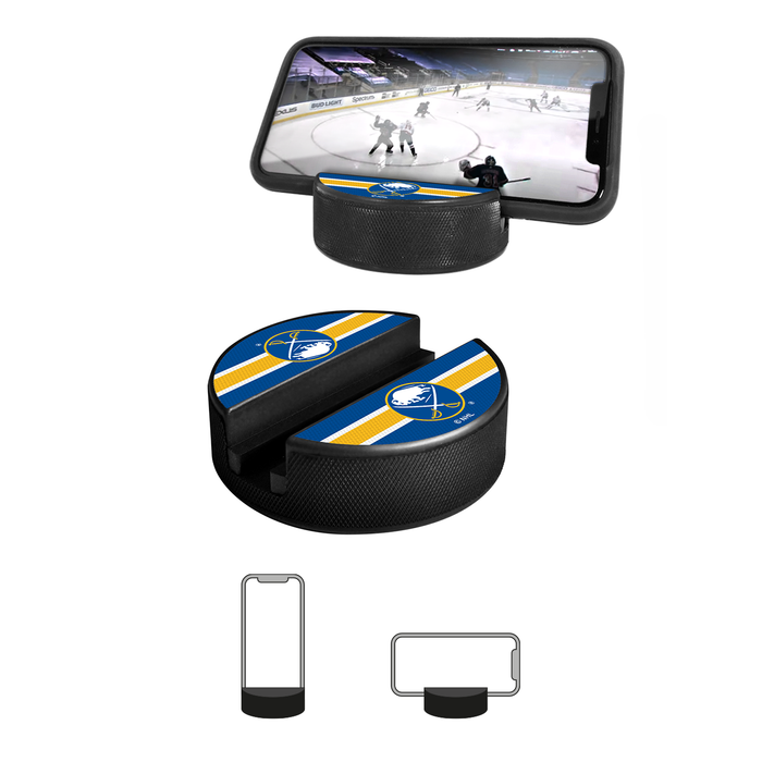 NHL Buffalo Sabres Ultimate Fan 3-Pack. Includes: 1 NHL Official Classic Souvenir Hockey Puck / 4 Coasters / 1 Media Device Holder
