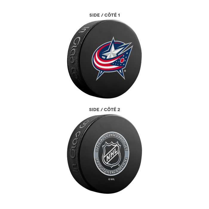 NHL Columbus Blue Jackets Ultimate Fan 3-Pack. Includes: 1 NHL Official Classic Souvenir Hockey Puck / 4 Coasters / 1 Media Device Holder