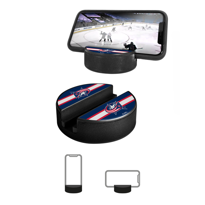 NHL Columbus Blue Jackets Ultimate Fan 3-Pack. Includes: 1 NHL Official Classic Souvenir Hockey Puck / 4 Coasters / 1 Media Device Holder