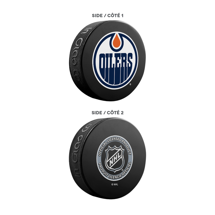 NHL Edmonton Oilers Ultimate Fan 3-Pack. Includes: 1 NHL Official Classic Souvenir Hockey Puck / 4 Coasters / 1 Media Device Holder