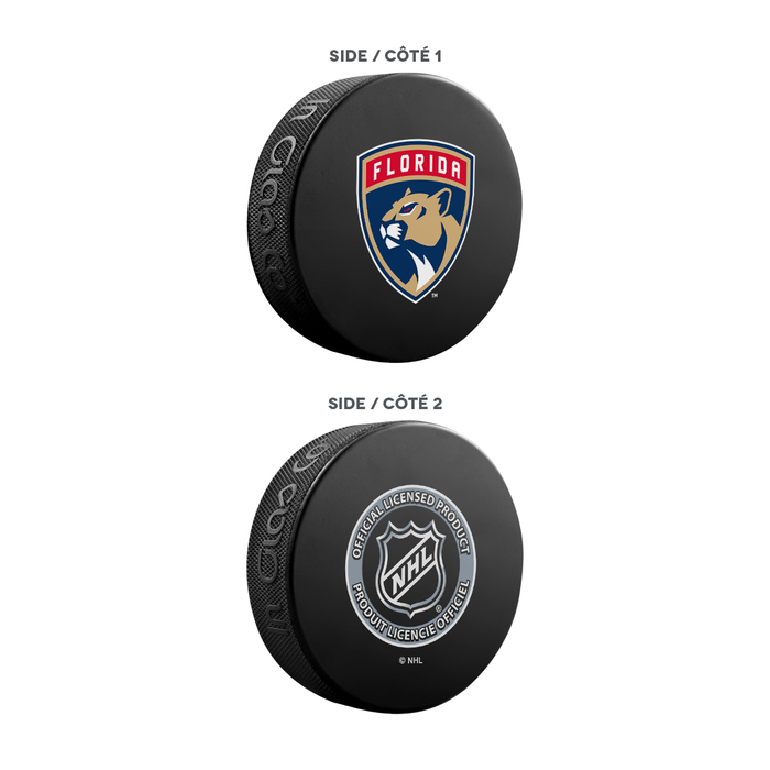 NHL Florida Panthers Ultimate Fan 3-Pack. Includes: 1 NHL Official Classic Souvenir Hockey Puck / 4 Coasters / 1 Media Device Holder