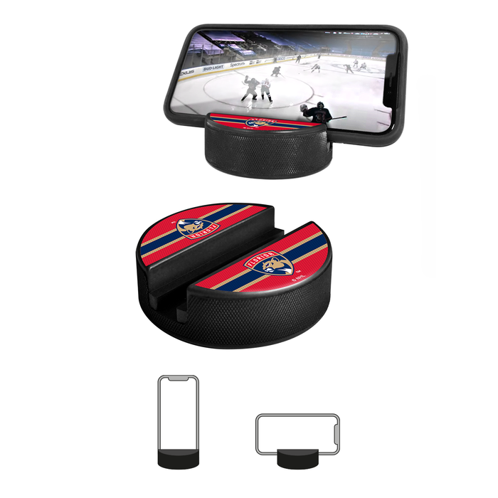 NHL Florida Panthers Ultimate Fan 3-Pack. Includes: 1 NHL Official Classic Souvenir Hockey Puck / 4 Coasters / 1 Media Device Holder