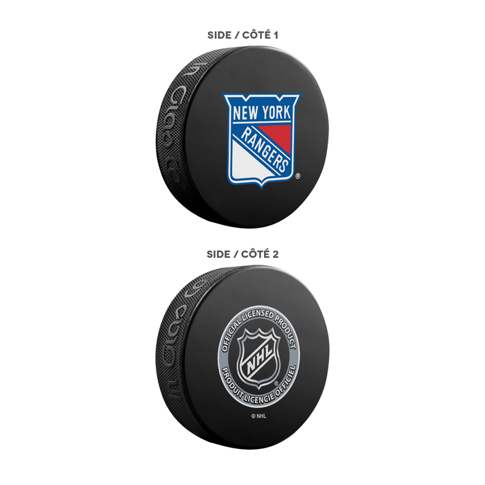 NHL New York Rangers Ultimate Fan 3-Pack. Includes: 1 NHL Official Classic Souvenir Hockey Puck / 4 Coasters / 1 Media Device Holder