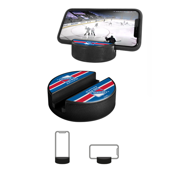 NHL New York Rangers Ultimate Fan 3-Pack. Includes: 1 NHL Official Classic Souvenir Hockey Puck / 4 Coasters / 1 Media Device Holder