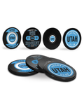 NHL Utah Hockey Club Hockey Puck Drink Coasters (4-Pack) In Cube