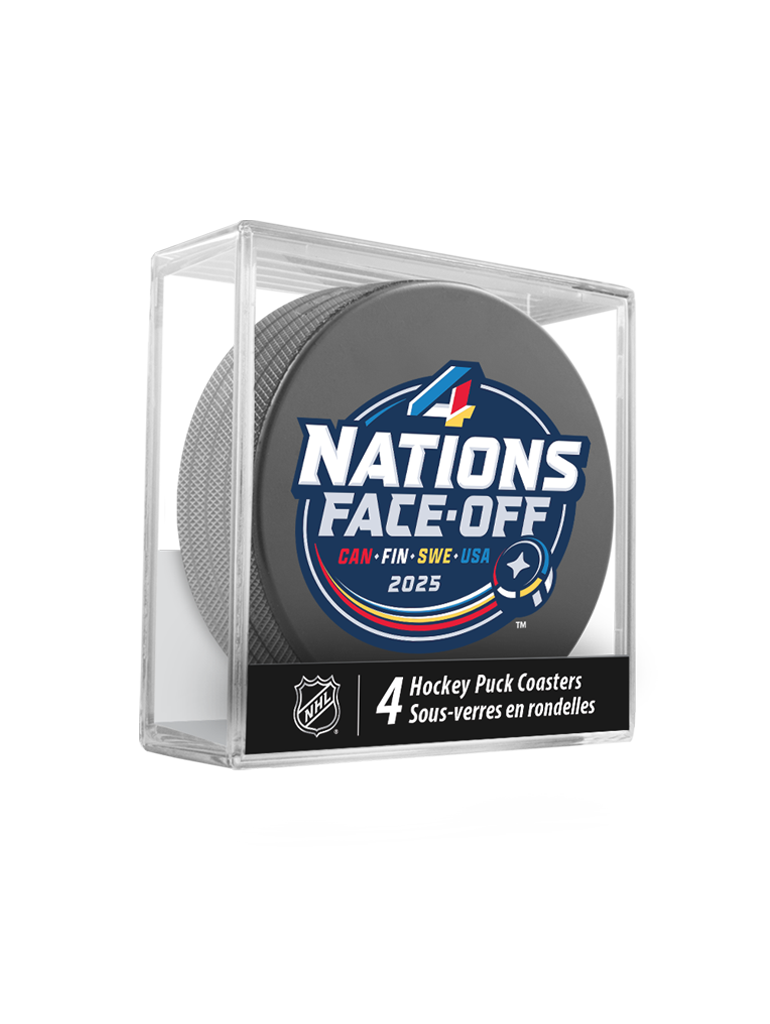 2025 NHL 4 Nations Face-Off Puck Drink Coasters Set (x4)- In Cube