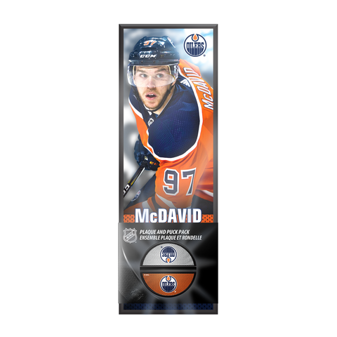 NHLPA Connor McDavid #97 Edmonton Oilers Deco Plaque And Hockey Puck Holder Set