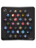 NHL Hockey Puck Wall Plaque. All 32 NHL Team Clone Souvenir Collector Pucks + 3 NHL Shield Hockey Pucks