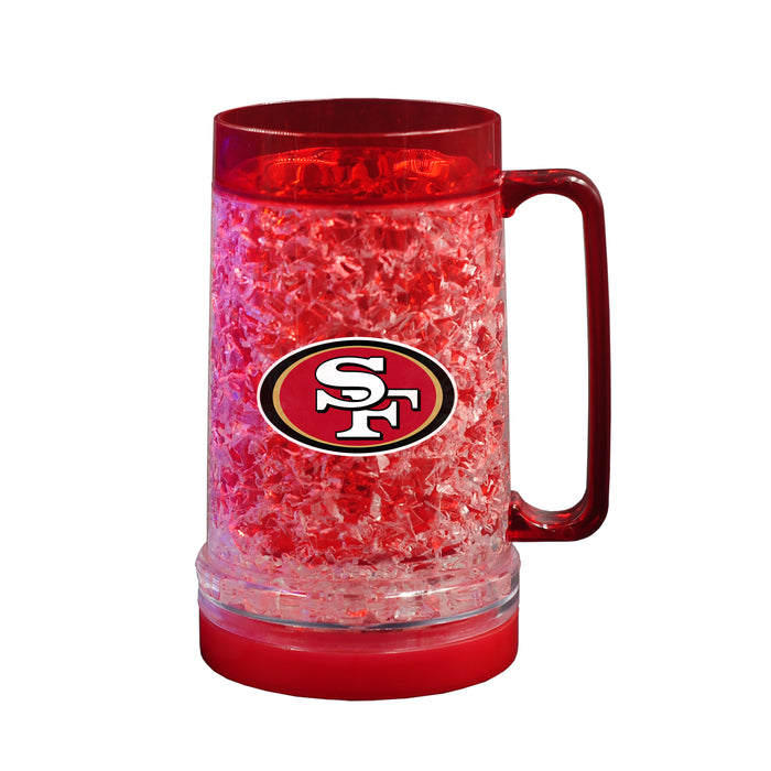 NFL San Francisco 49ers 16 OZ Plastic Light up Freezer Mug Glass Red