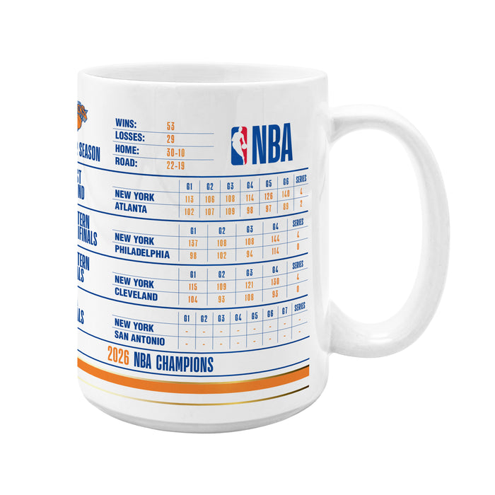 NBA Finals 2026 Champions New York Knicks 15 OZ Sublimated Coffee Mug Stats