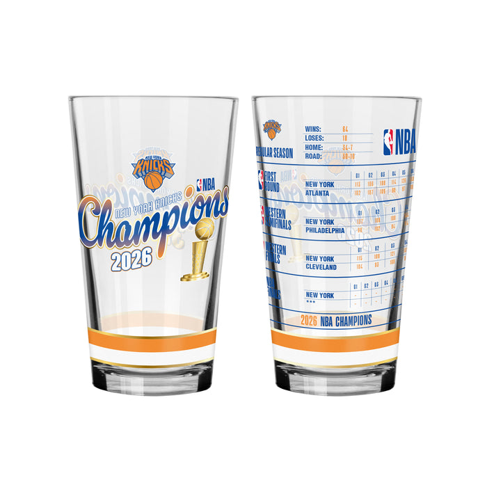 NBA Finals 2026 Champions New York Knicks 16 OZ 2 Pack Mixing Glass Set - Full Wrap & Stats