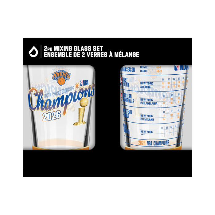 NBA Finals 2026 Champions New York Knicks 16 OZ 2 Pack Mixing Glass Set - Full Wrap & Stats