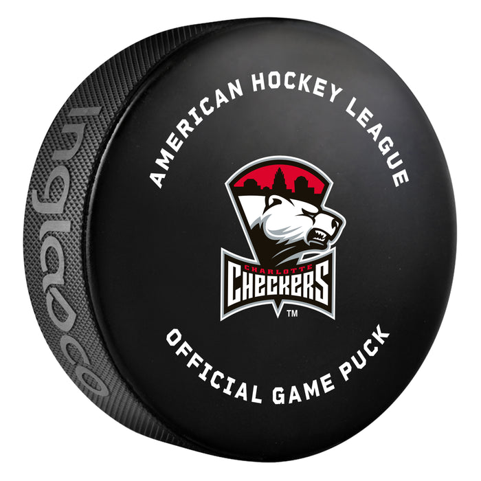 AHL Charlotte Checkers 2026-27 Official Game Hockey Puck In Cube