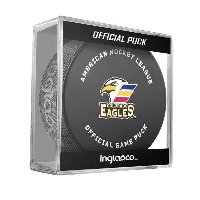 AHL Colorado Eagles 2026-27 Official Game Hockey Puck In Cube