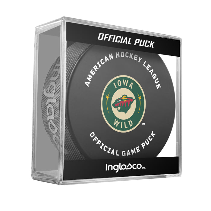 AHL Iowa Wild 2026-27 Official Game Hockey Puck In Cube