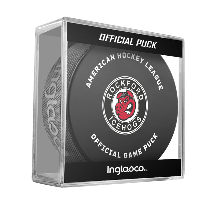 AHL Rockford IceHogs 2026-27 Official Game Hockey Puck In Cube
