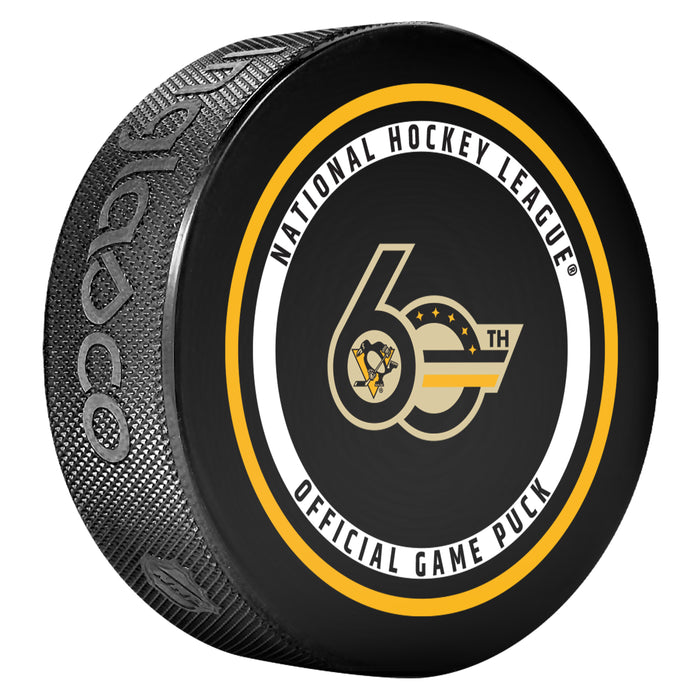 NHL Pittsburgh Penguins 60th Anniversary Official  2026-2027 Game Puck 960T In Cube