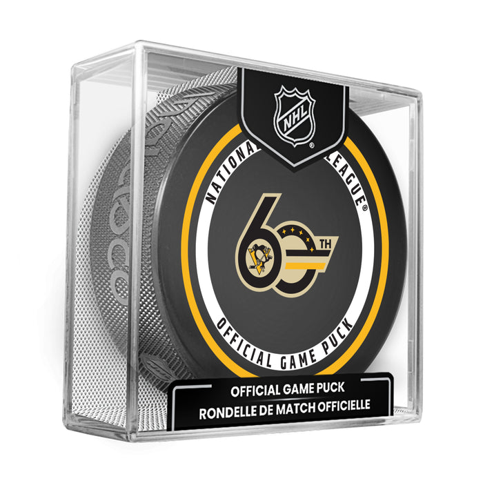 NHL Pittsburgh Penguins 60th Anniversary Official  2026-2027 Game Puck 960T In Cube