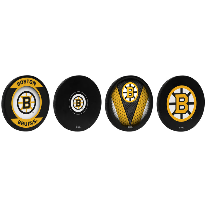 NHL Boston Bruins Hockey Puck Drink Coasters (4-Pack) In Cube